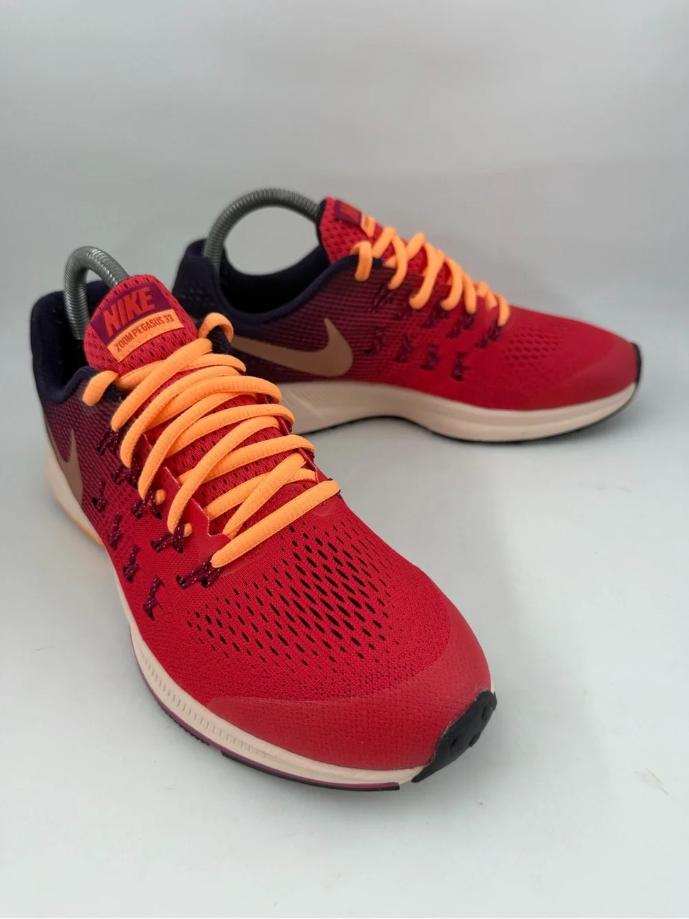 Nike Zoom Pegasus 33 -SZ 7Y- Red Orange Athletic Running Shoes